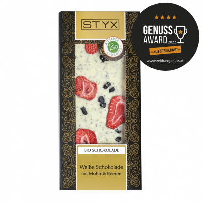 White Chocolate with poppy and berries 100g