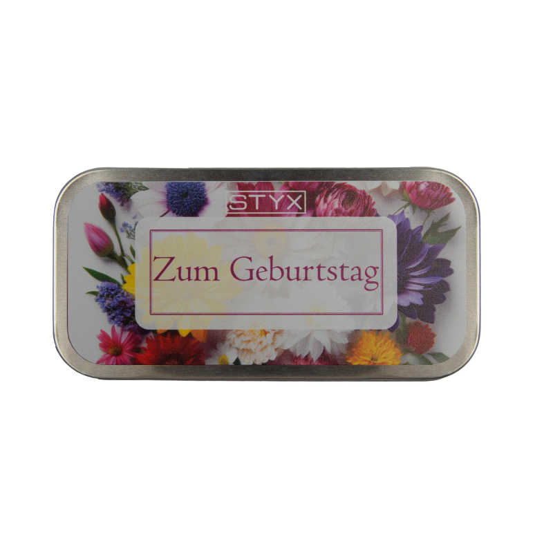 Metalletui Zum Geburtstag - bunte Blumen