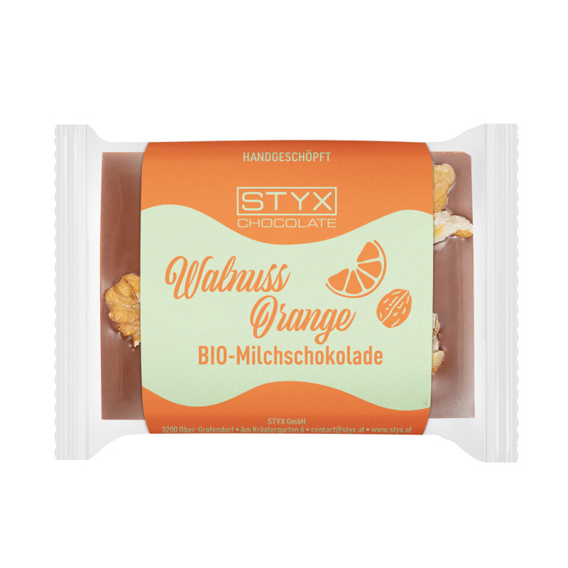 BIO Milchschokolade mit Orangenöl & Walnüssen